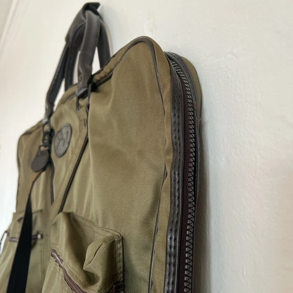 Vintage YSL Olive Green Canvas and Leather Hanging Travel Bag
